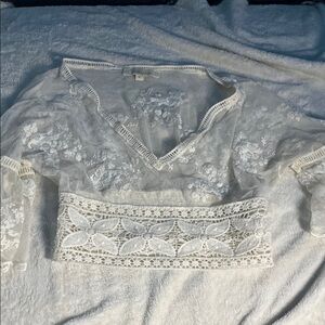 Rebellion White Lace Swim Coverup